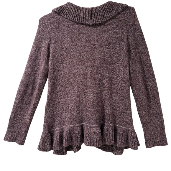 Karen Scott Womens Cardigan Purple Long Sleeve Open Knit Ruffle Size PL - Picture 5 of 8